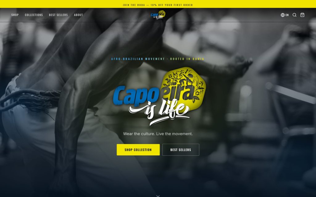 Screenshot of the Capoeira is Life website