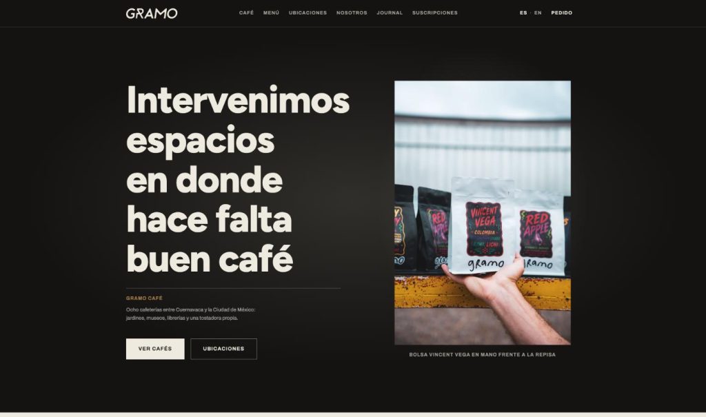 Screenshot of the Gramo Café website