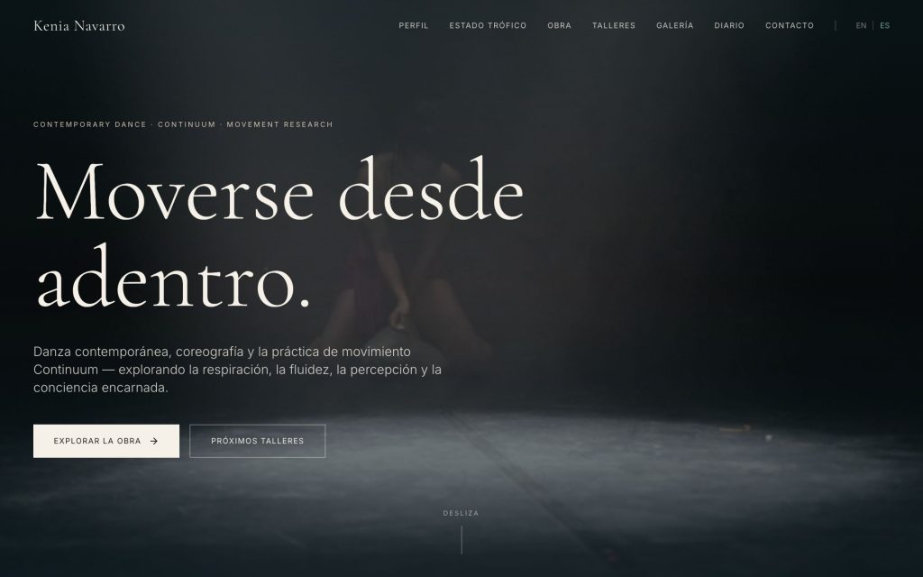 Screenshot of the Kenia Navarro website